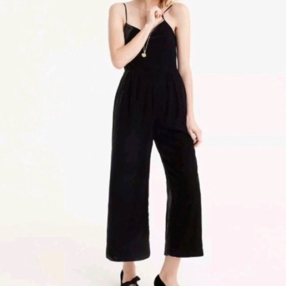 J. Crew Pants - NWT J Crew Cropped Velvet Jumpsuit Black Sz 00 H2658